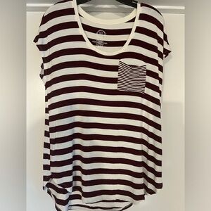 Maurice’s 24/7 comfy shirt, burgundy striped